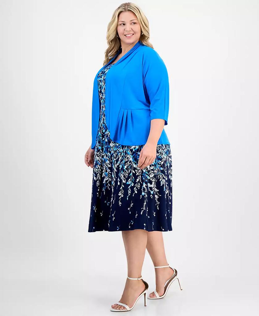 Sandra Darren Plus Size Printed Jersey Jacket Dress