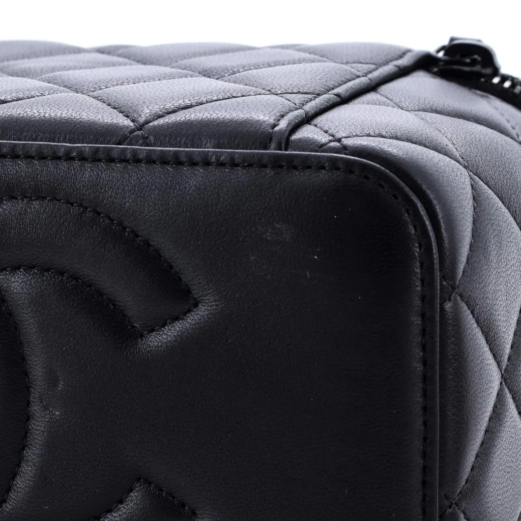 Chanel So Black Top Handle Vanity Case with Chain Quilted Lambskin Small 6