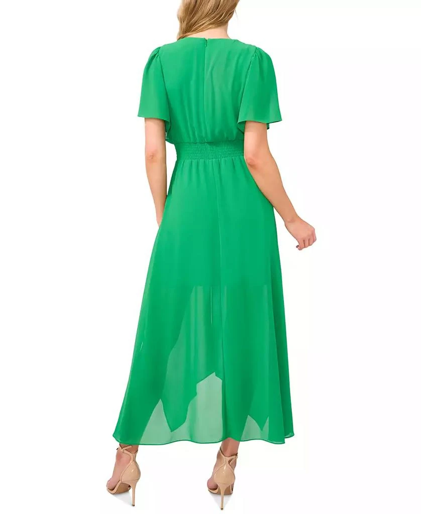 CeCe Women's Flutter-Sleeve Ruched V-Neck Smocked-Waist Maxi Dress 3