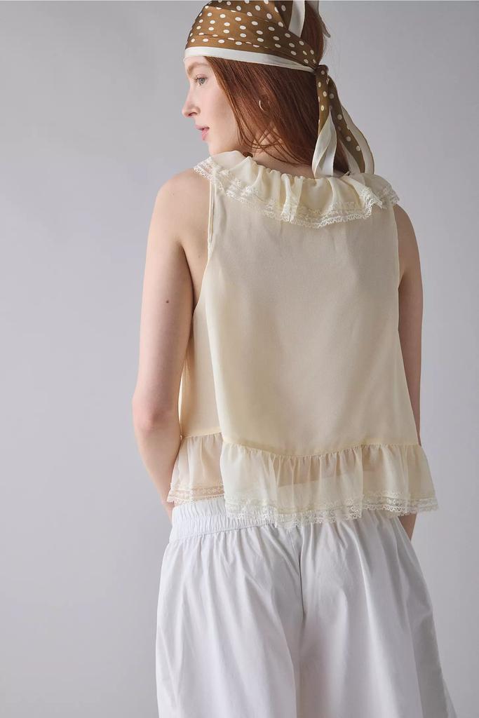 Kimchi Blue Kimchi Blue Cassie Cascading Ruffle Lace Trim Sleeveless Blouse