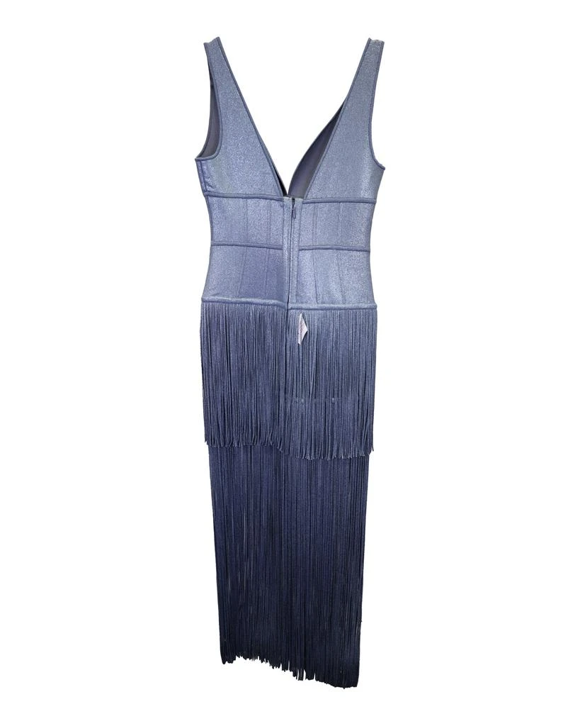 Herve Leger Abalone Fringe Bandage Maxi Dress in Blue Rayon 2