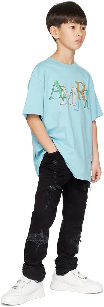 AMIRI Kids Blue Staggered Scribble T-Shirt 4