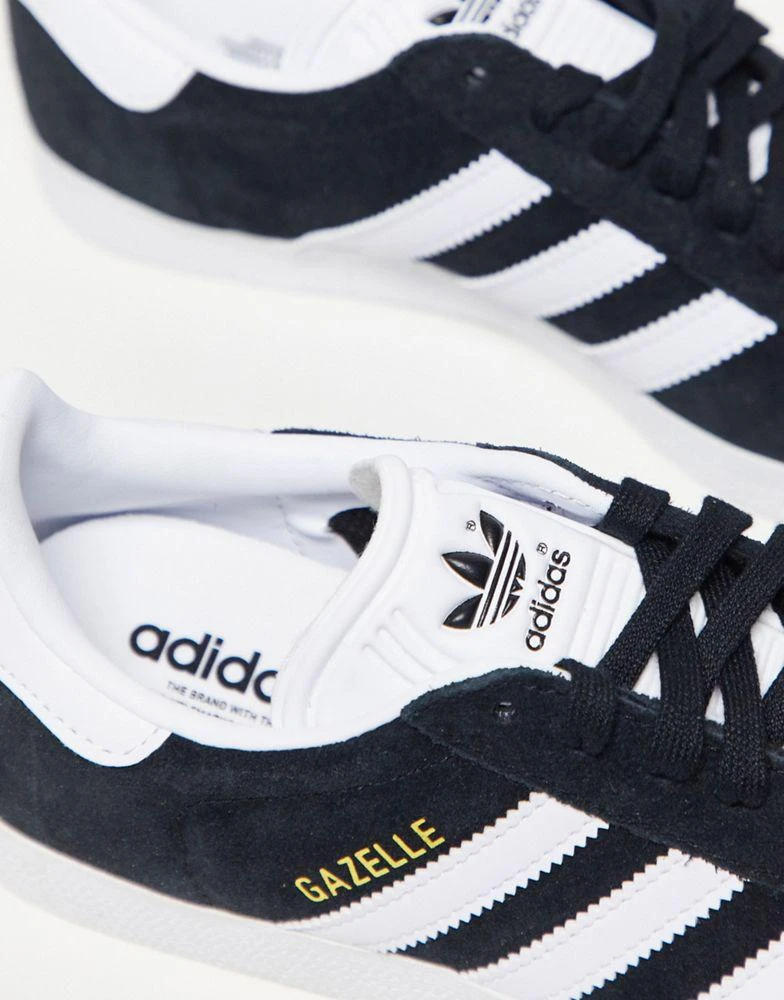 Adidas adidas Originals Gazelle trainers in black with white detail 4