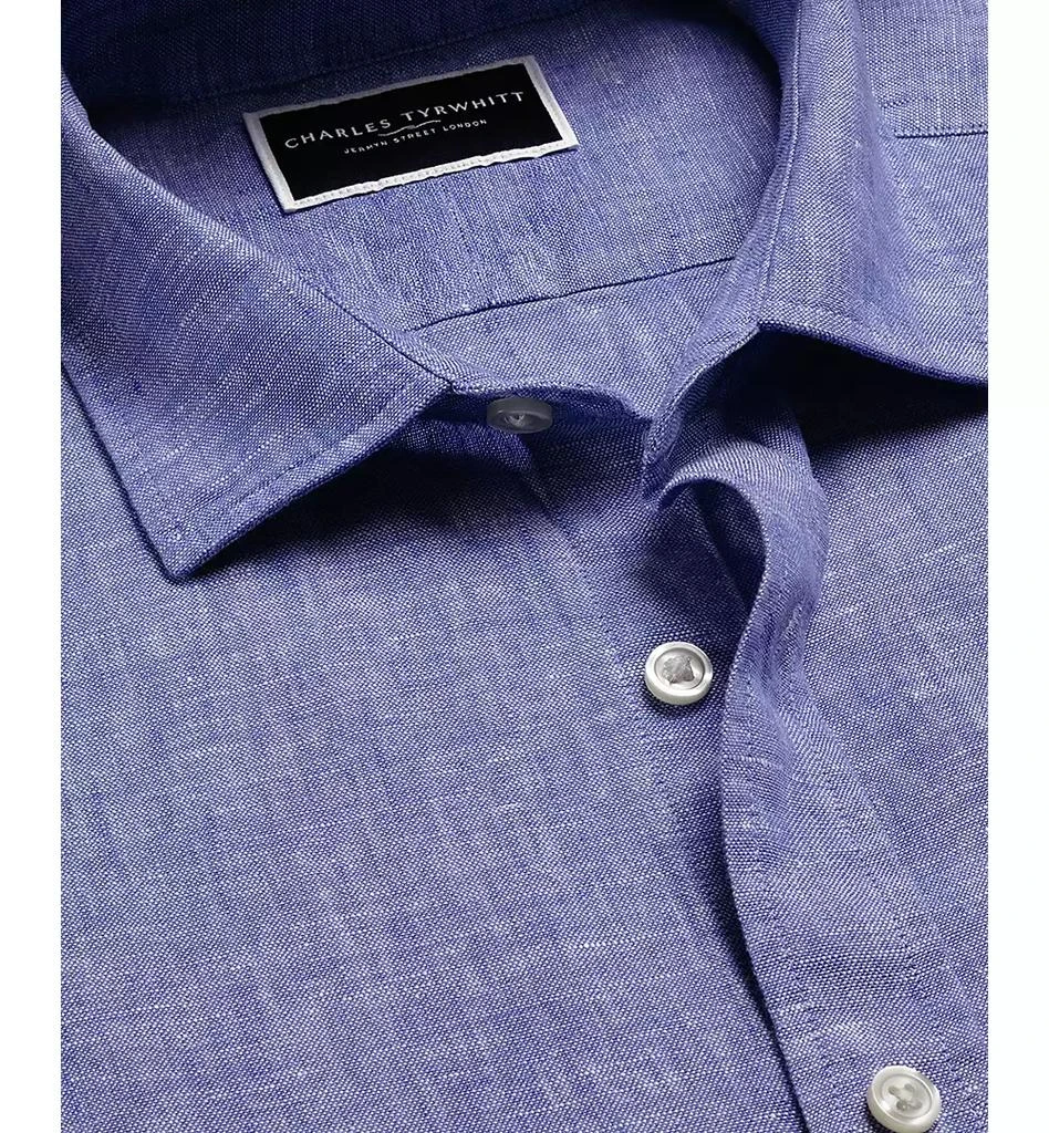 Charles Tyrwhitt Men's Slim Fit Long Sleeve Linen Button-Front Shirt 4
