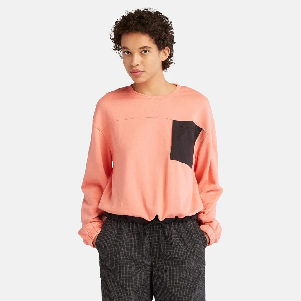Timberland Women's Mixed-Media Crew Neck Sweatshirt 1