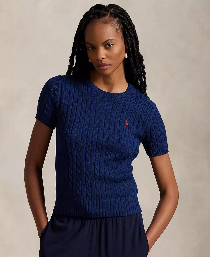 Ralph Lauren Women's Cable-Knit Cotton Short-Sleeve Sweater