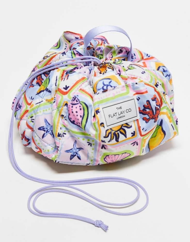 Flat Lay Company The Flat Lay Co. x ASOS Exclusive Drawstring Makeup Bag in Summer Tiles 2