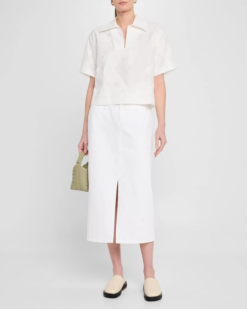 Lafayette 148 New York Front-Slit Cotton Midi Skirt 2