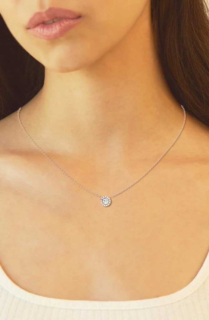 Badgley Mischka 14K Gold Round Cut Lab-Created Diamond Halo Pendant Necklace - 0.33ct 2