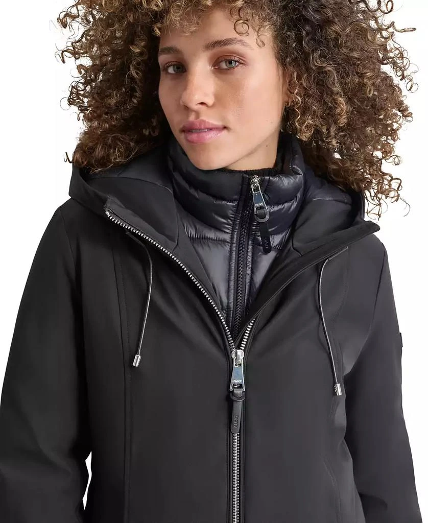 DKNY Womens Hooded Bibbed Zip-Front Puffer Coat 4