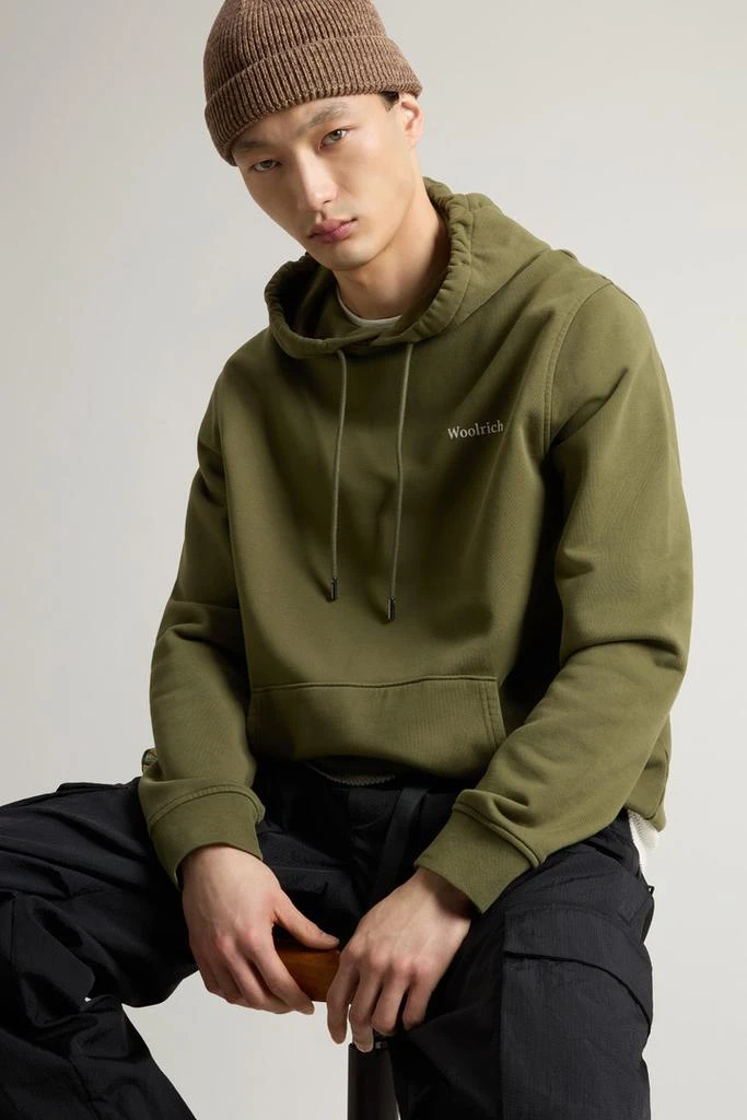 Woolrich Pure Cotton Hoodie with Back Print - Men - Blue 4