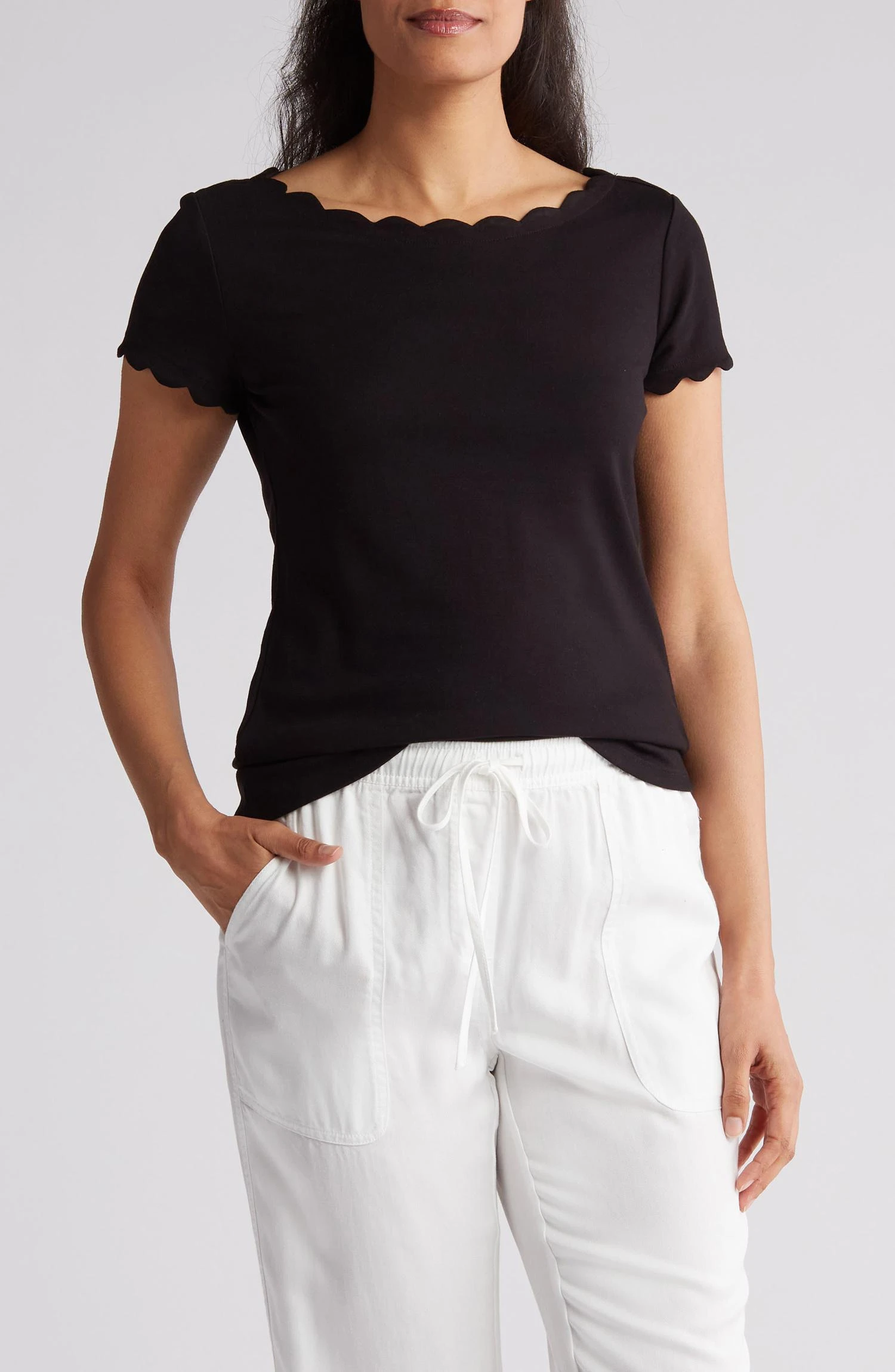 Tahari Scalloped Knit T-Shirt 1