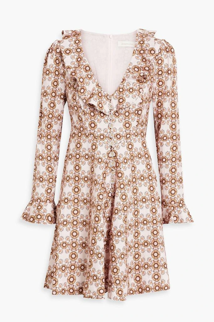 Zimmermann Ruffled floral-print linen mini dress 1