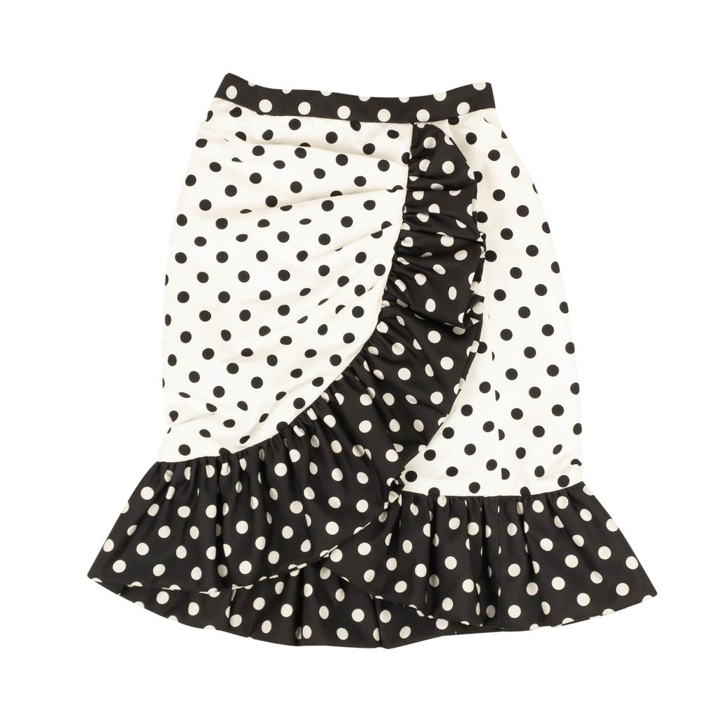 rodarte Rodarte Polka Dot Ruffle Skirt - White/Black