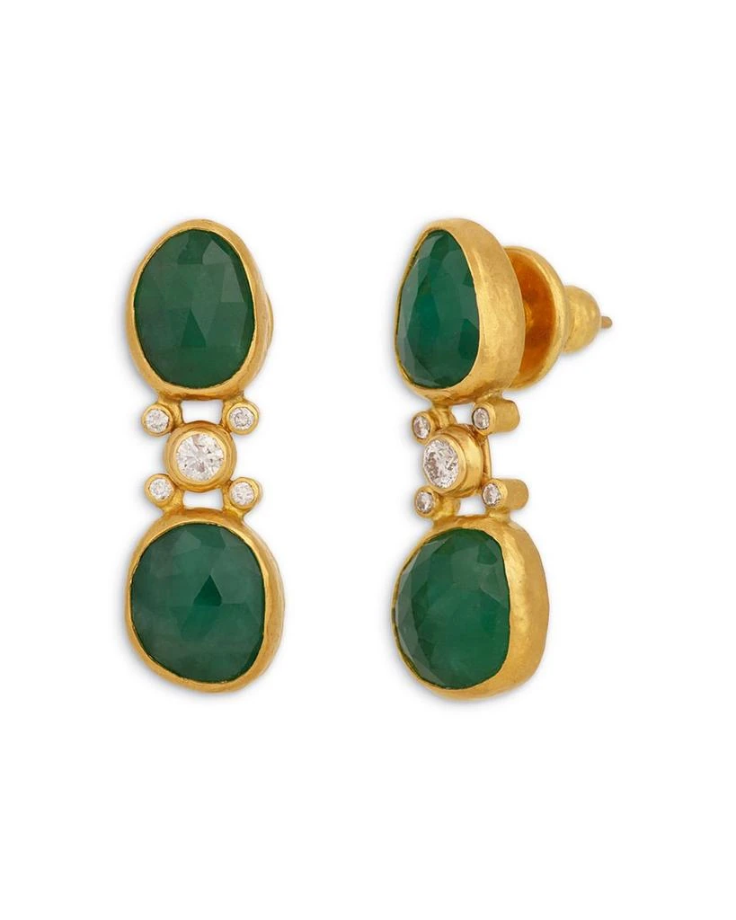 Gurhan 24K Yellow Gold Elements Emerald 
Diamond Drop Earrings 1