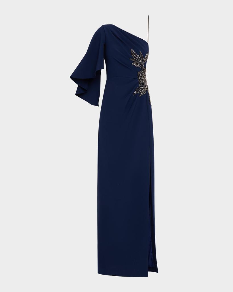 Theia Giuliana Embellished Crepe Column Gown