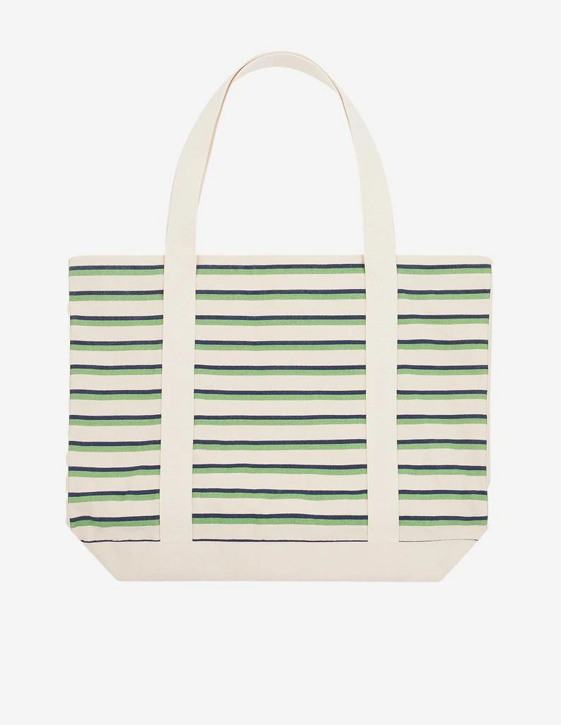 预计3周后发货 Maison Kitsune Tote Bag À Rayures Café Kitsuné - Matcha/Blanc/Marine 4