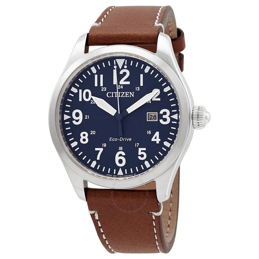 Citizen Eco-Drive Blue Dial Brown Leather Men's Watch BM6838-33L 1