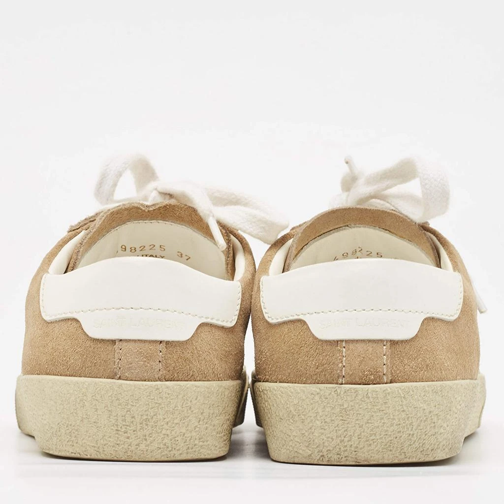 Yves Saint Laurent Saint Laurent Beige Suede Court Classic Lace Up Sneakers Size 37 5