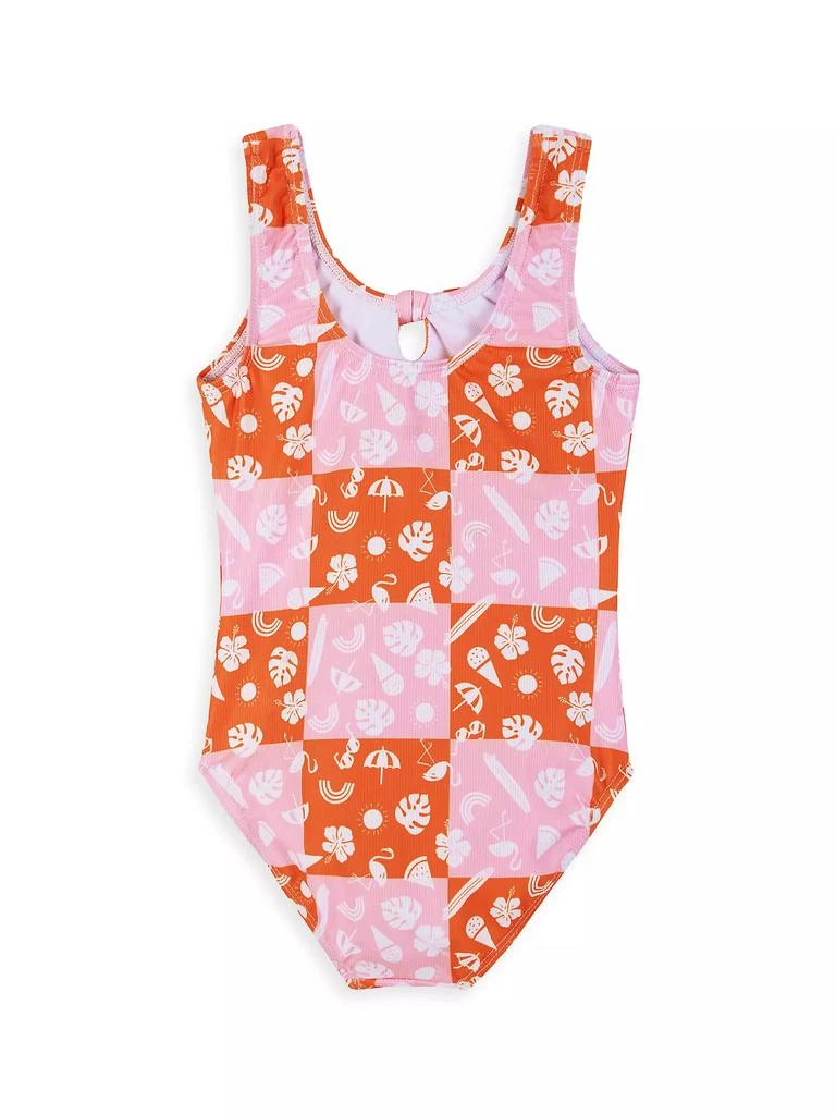 Andy & Evan Little Girl's & Girl's Check Front-Tie One-Piece Swimsuit 2