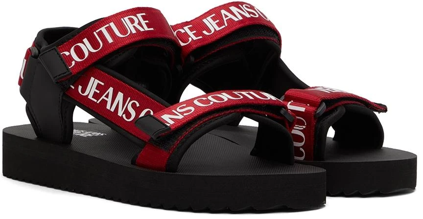 Versace Black & Red Fondo Strap Sandals 4