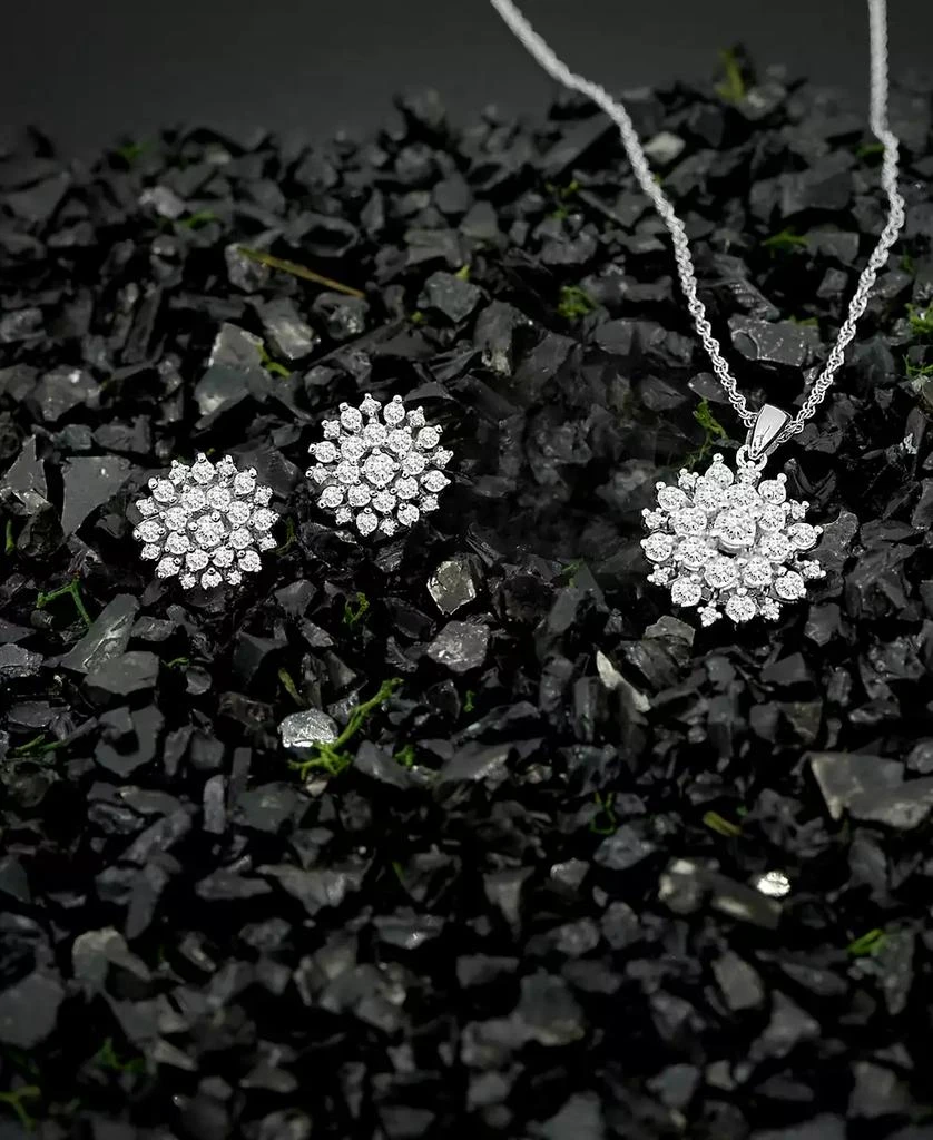Macy's 2-Pc. Set Diamond Cluster Pendant Necklace & Matching Stud Earrings (1 ct. t.w.) in 14k White Gold, Created for Macy's 4