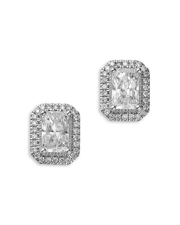 Bloomingdale
s Fine Collection Luxe Collection Certified Lab Grown Diamond Radiant Stud Earrings in 14K White Gold, 1.95 tcw