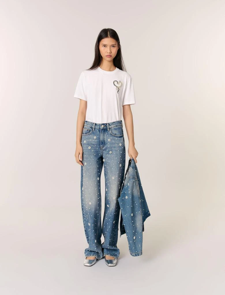 Maje Maje Woman's cotton Pocket lining: Wide-leg embroidered jeans for Spring/Summer 1