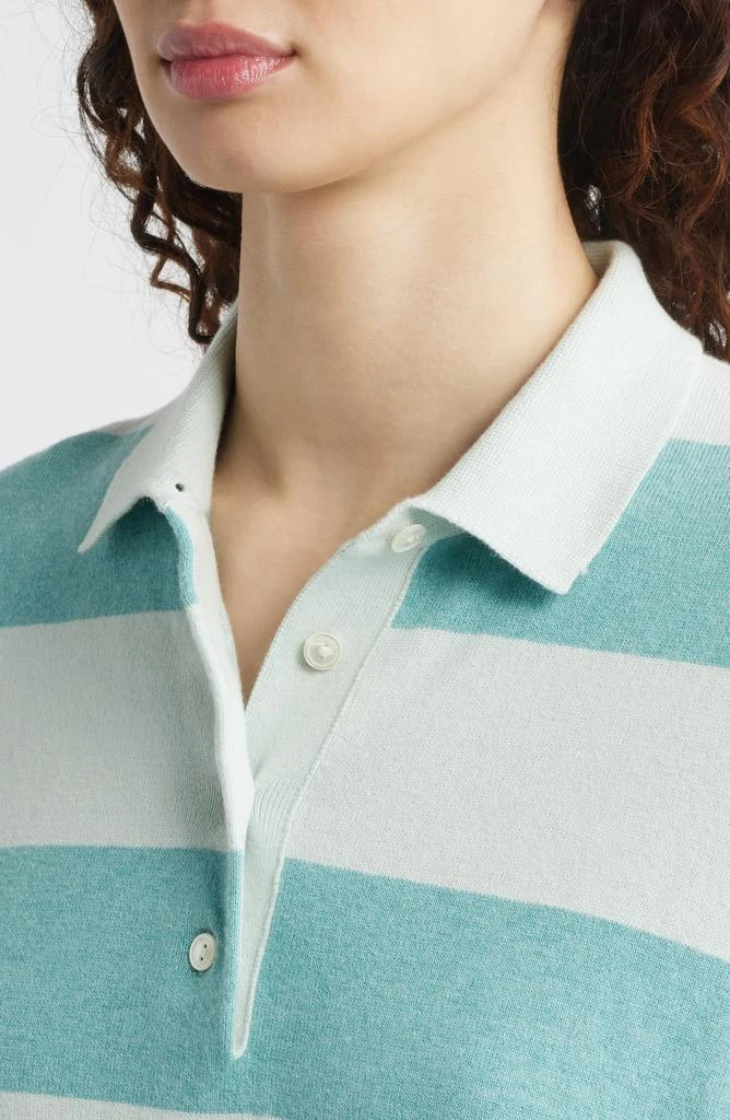 Wyeth Stripe Cotton 
Cashmere Polo Sweater 4