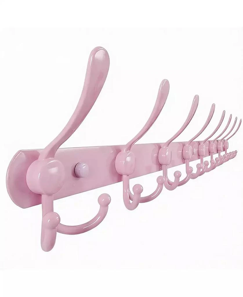 YIGII Heavy Duty 29.5" Long 8-Triple Hooks Coat Rack, Pink