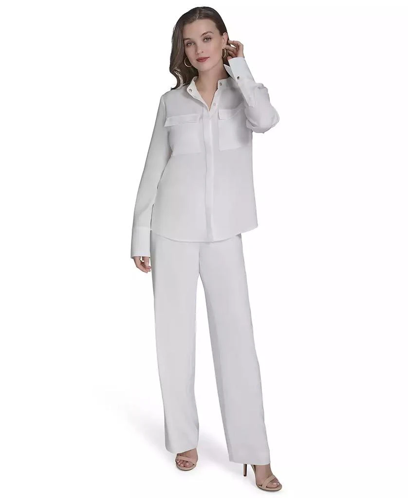 HALSTON Women's Long-Sleeve Button-Front Shirt 5