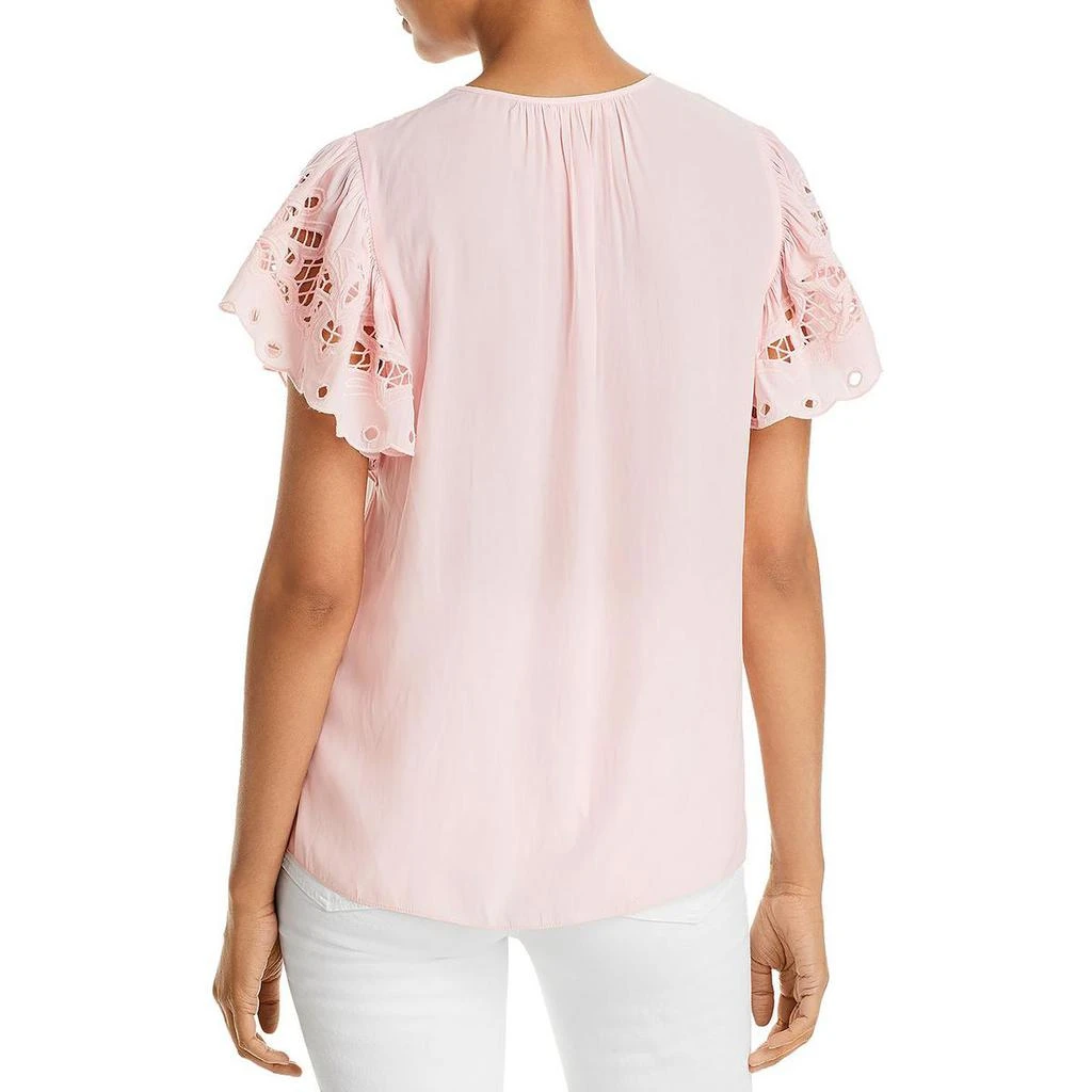 Ramy Brook Rochelle Womens V Neck Flutter Sleeve Blouse 2