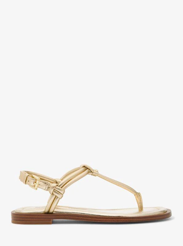 michael_kors Astra Metallic Leather T-Strap Sandal 2