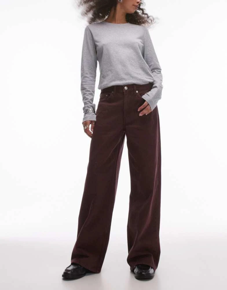 ARKET ARKET Cloud low rise baggy wide leg jeans in washed burgundy 1
