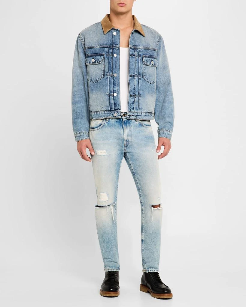 FRAME Men's Denim Jacket with Suede Collar 2