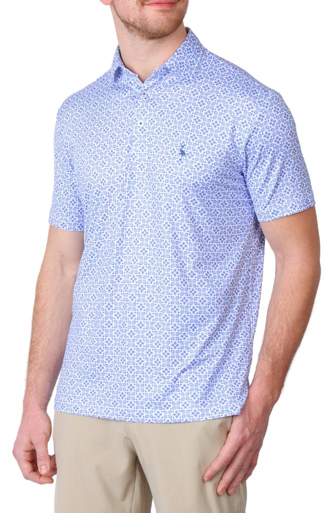 TailorByrd Geometric Floral Print Performance Polo