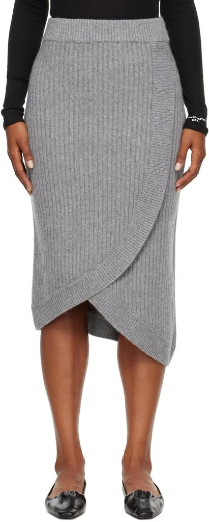 LVIR Gray Unbalanced Midi Skirt 1