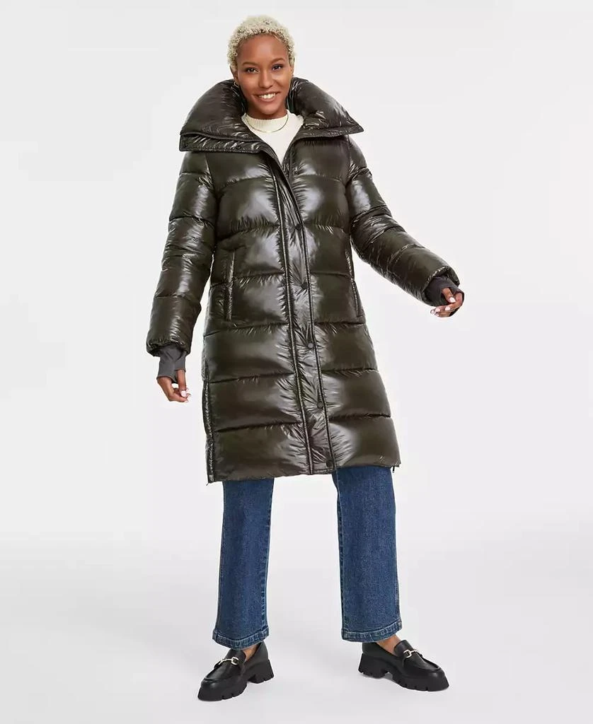 BCBG Women's Hooded Collared Puffer Coat
