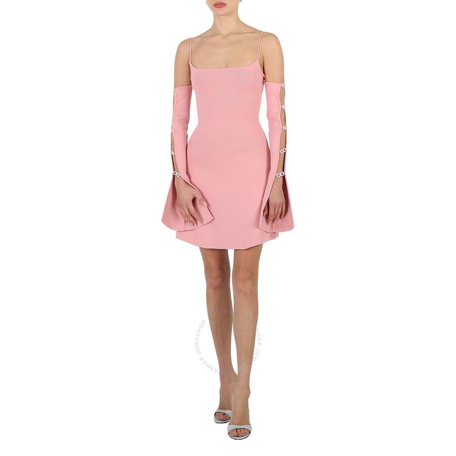 Mach & Mach Ladies Light Pink Amelie Crystal Embellished Cutout Mini Dress