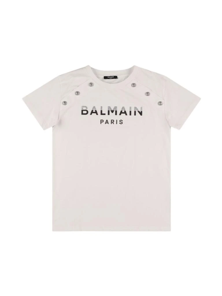 BALMAIN Glitter Logo Cotton Jersey T-shirt 1