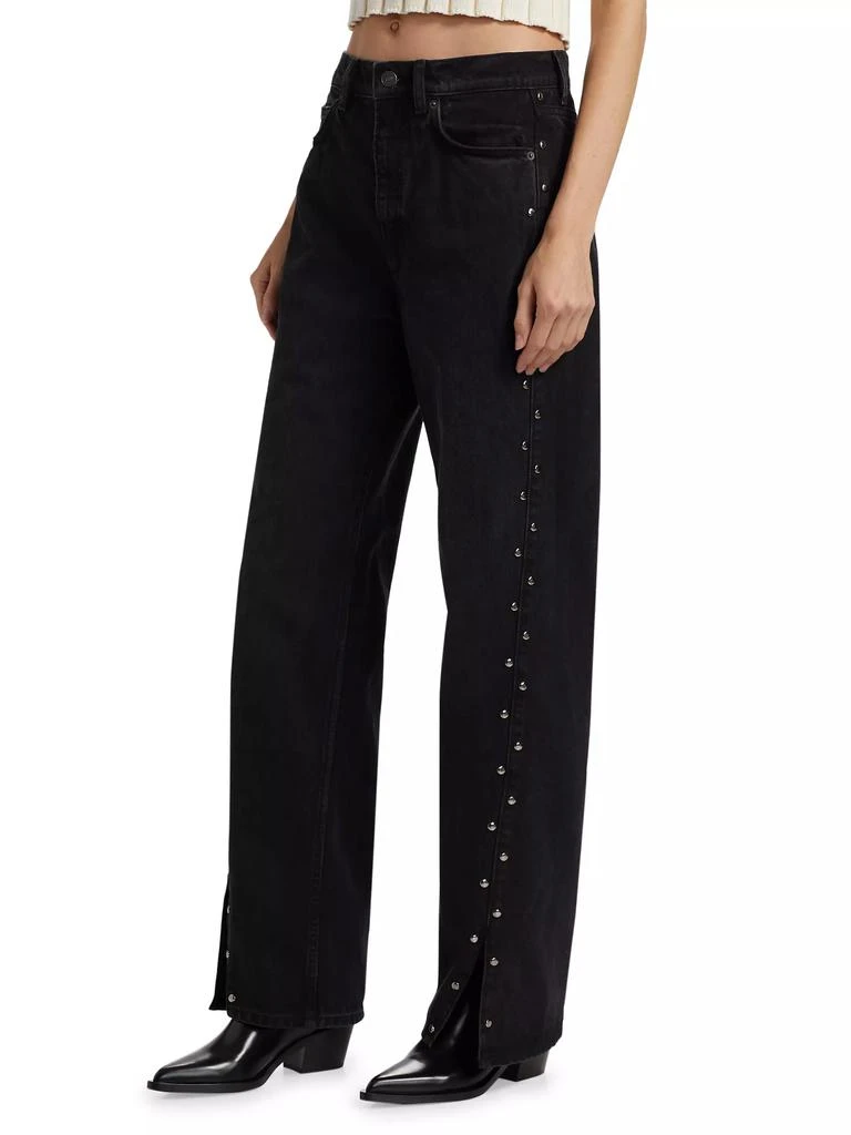 Reformation Cary Studded High-Rise Straight-Leg Jeans 4
