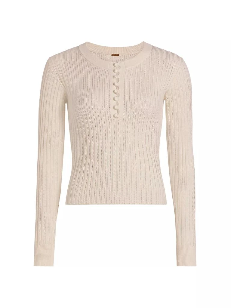 ADAM LIPPES Parker Pointelle Silk-Blend Henley 1