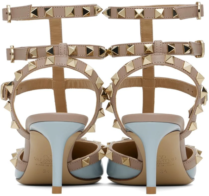 Valentino Taupe & Blue Rockstud Caged 65mm Heels 2