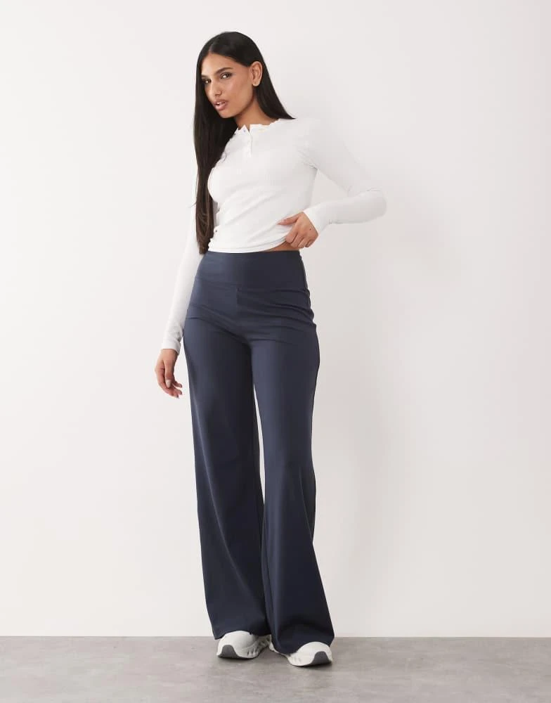 4505 4505 Hourglass Icon soft touch high waist wide leg dance pant in midnight navy