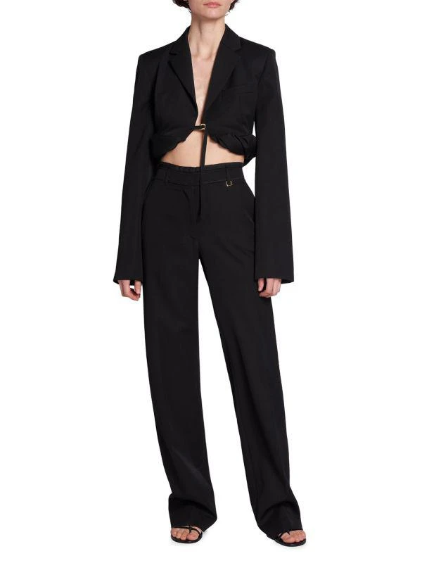 Jacquemus Croissant Linen-Blend Cropped Blazer 4