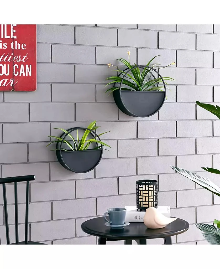 Danya B Round 2-Piece Iron Wall Planter Set 4