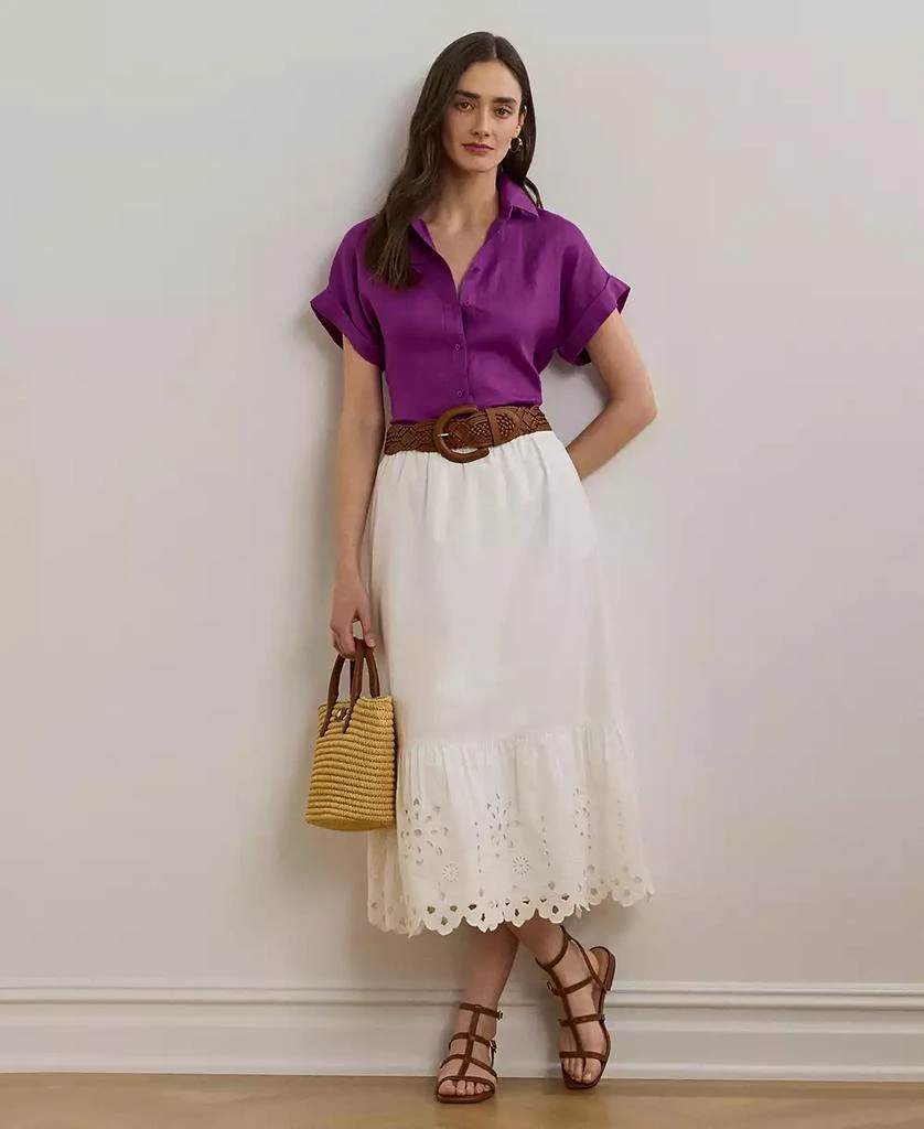 Ralph Lauren Women's Eyelet Cotton Broadcloth Midi Skirt 1