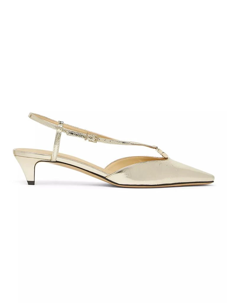 Fendi Fold Logo Metallic Leather Kitten-Heel Pumps 1