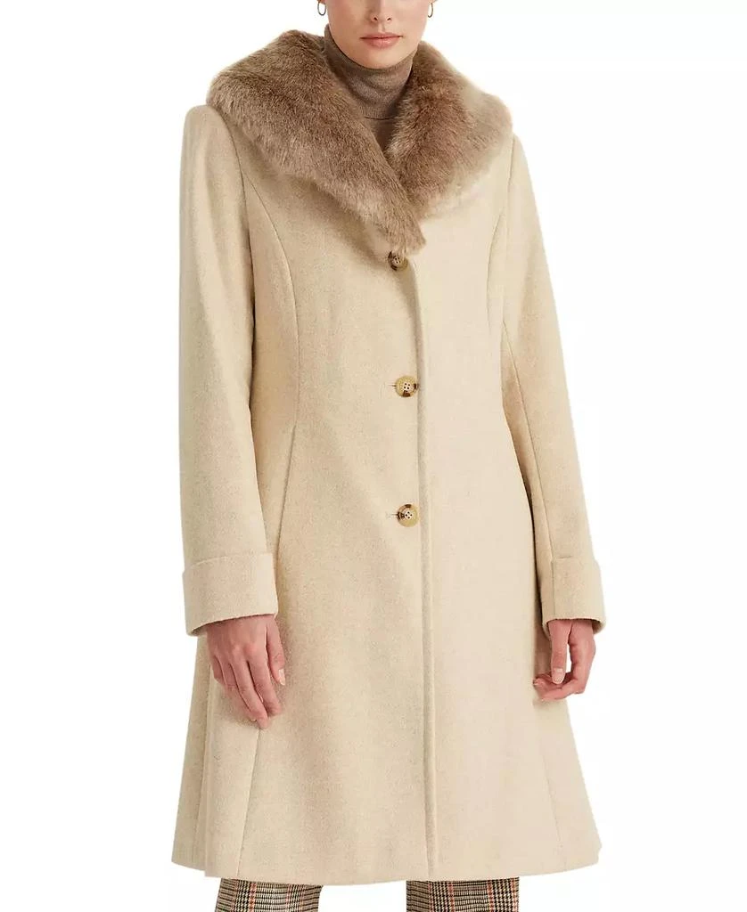 Ralph Lauren Petite Faux-Fur-Collar Coat 1