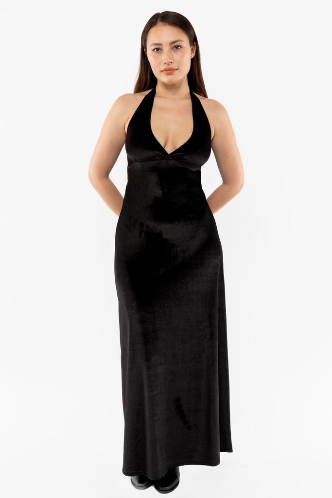 Los Angeles Apparel VVT8374 - Velvet Halter Maxi Dress